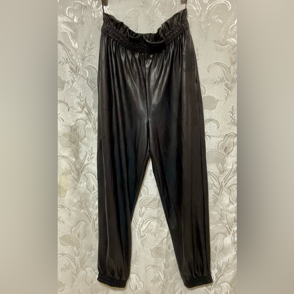 Gianni Bini Black Luxe Coated Annabeth Jogger